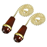uxcell Walnut Wooden Cone Pendant 12 inch Antique Brass Pull Chain for Lighting Fans